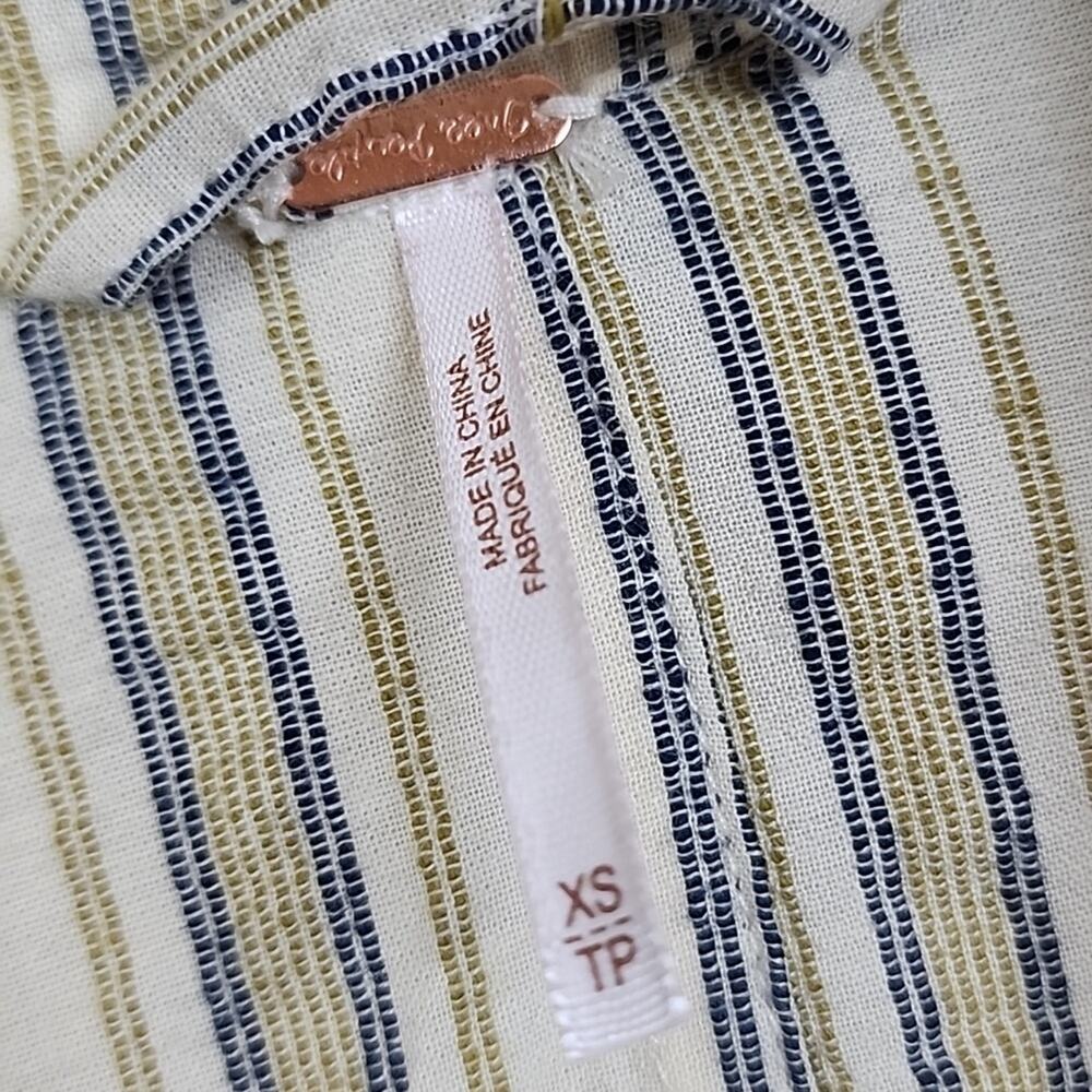 Free People $198 Striped XS Retro Boho Long Trench Coat - Picture 5 of 7
